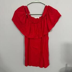 BOMBOM Red Off the Shoulder Top Approx Women's Size Medium Cotton Blend